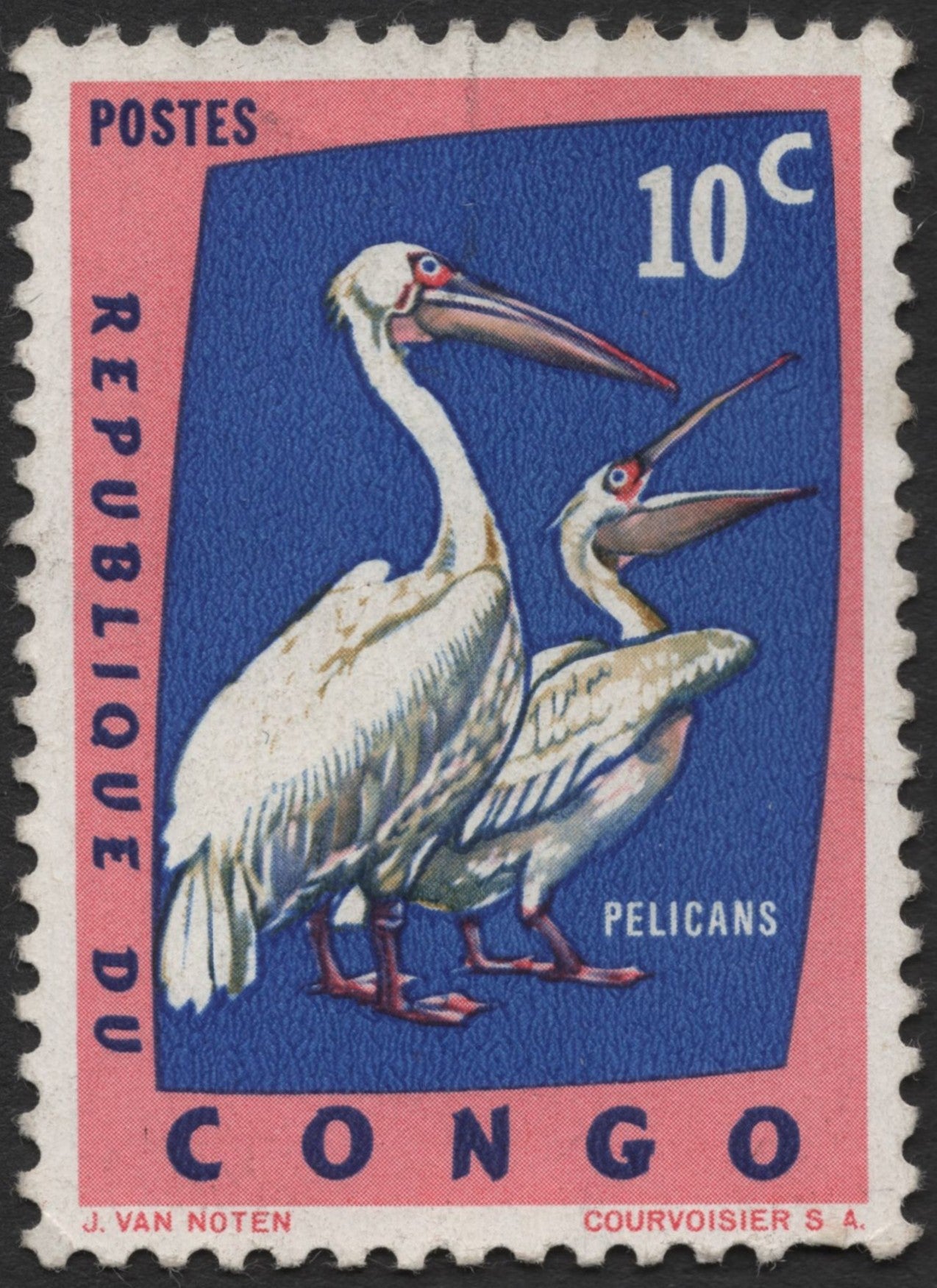 SCG1353 - Republic of Congo 10c – Pelicans (J. Van Noten Design)