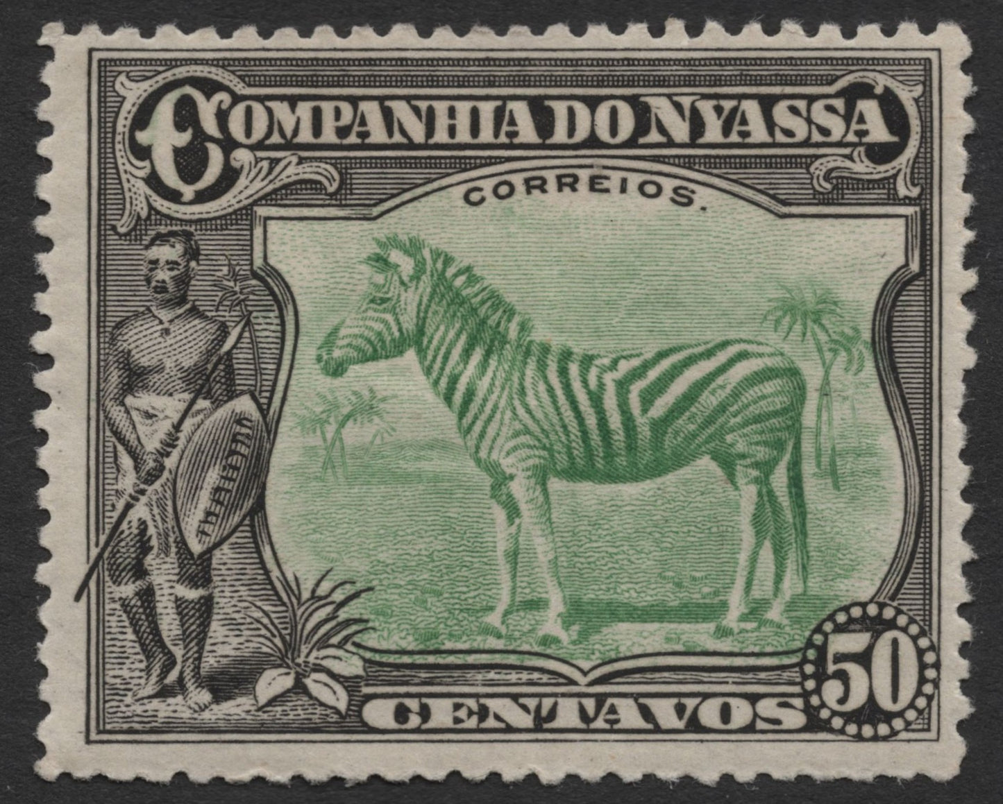 SCG1428 - Nyassa Company – Zebra and Warrior (50c) Classic Issue