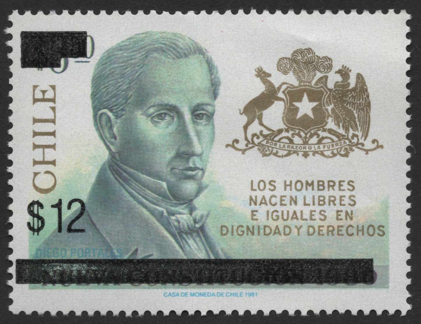 SCG1470 - Chile 1981 Diego Portales Human Rights Overprinted – $12