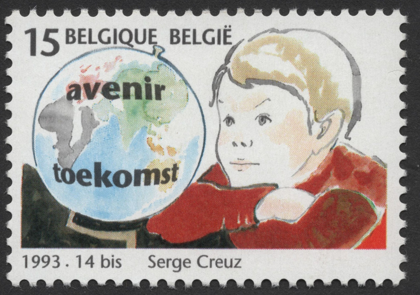 SCG1492 - Belgium – 1993 Child and Globe “Toekomst Avenir” Stamp