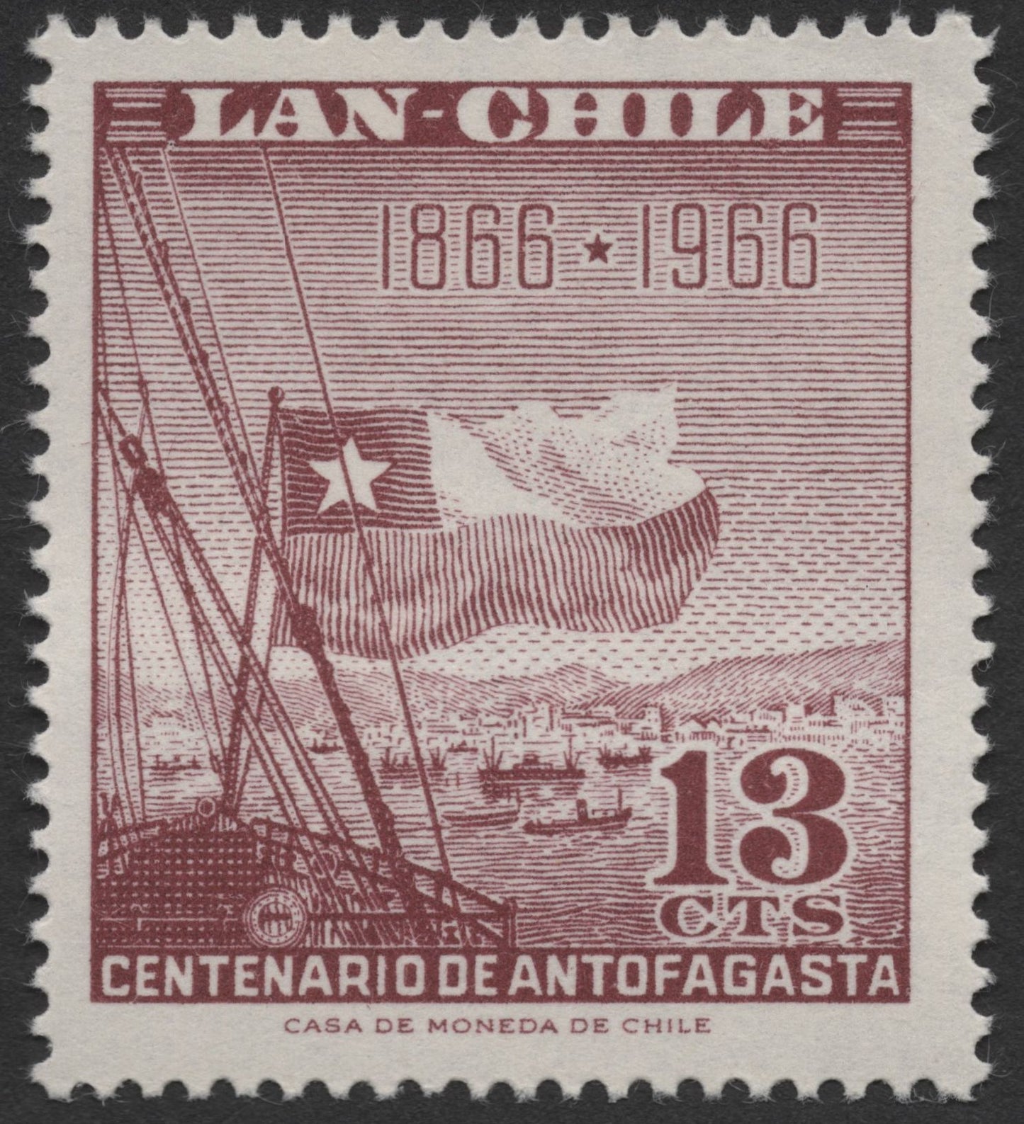SCG1494 - Chile 1966 – Centenary of Antofagasta, 13 Centavos