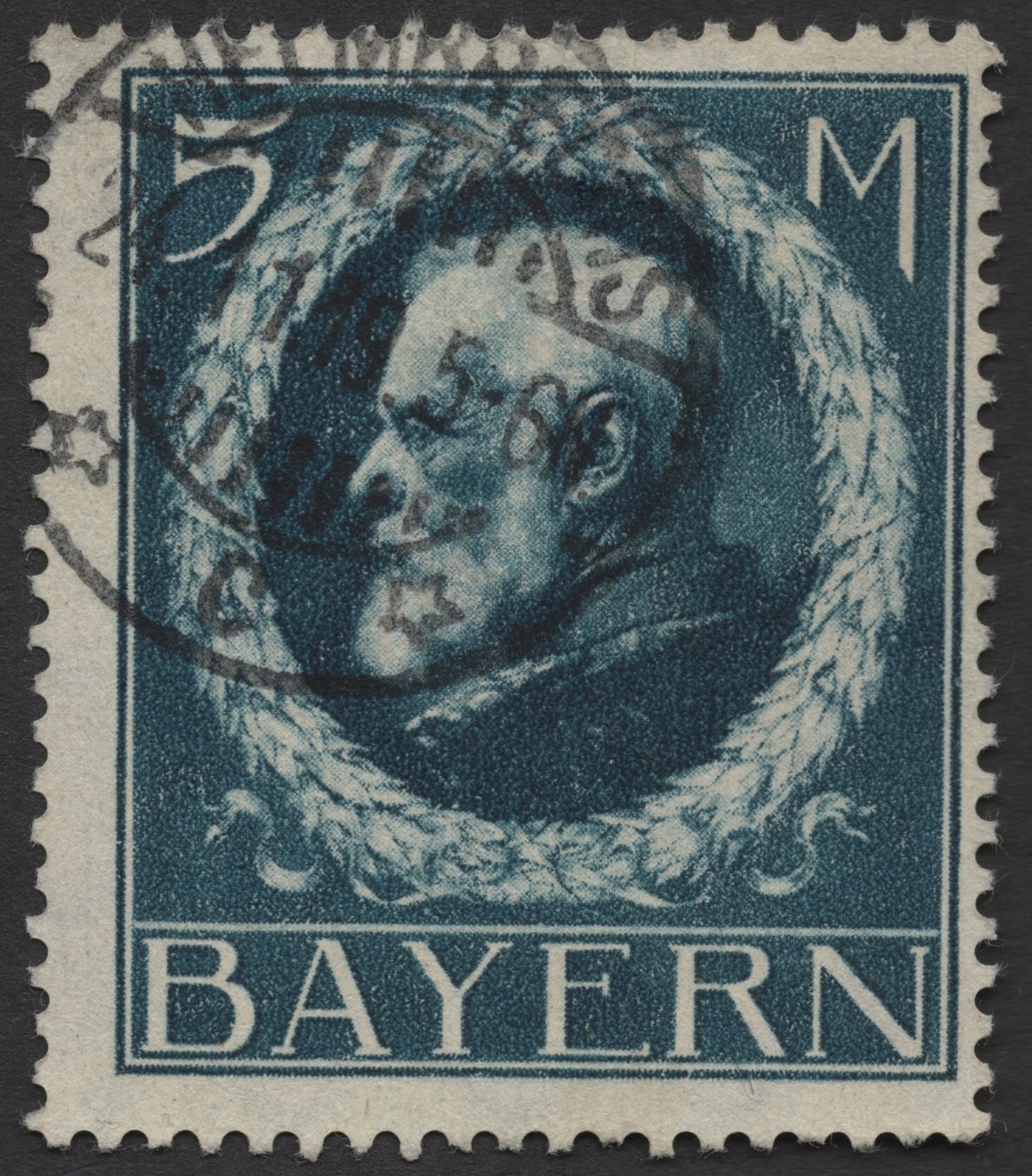 SCG1570 - Bavaria 1920 – 5 Mark King Ludwig III Mourning Issue (Used)