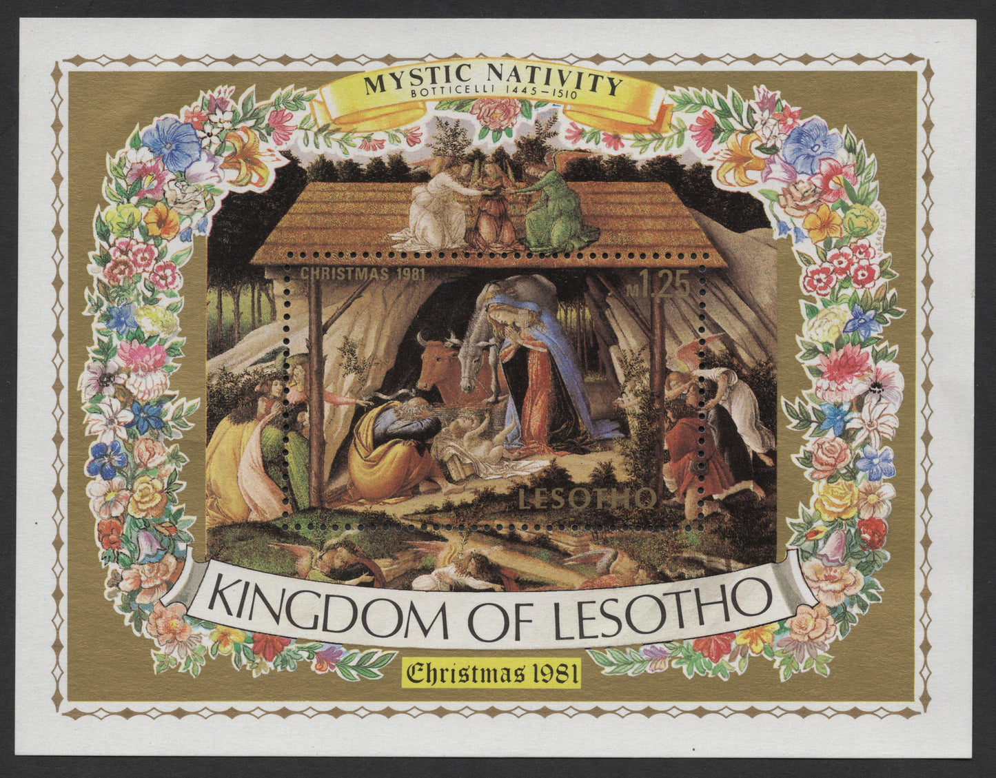 SCG1642 - Lesotho 1981 Christmas Miniature Sheet – Mystic Nativity by Botticelli