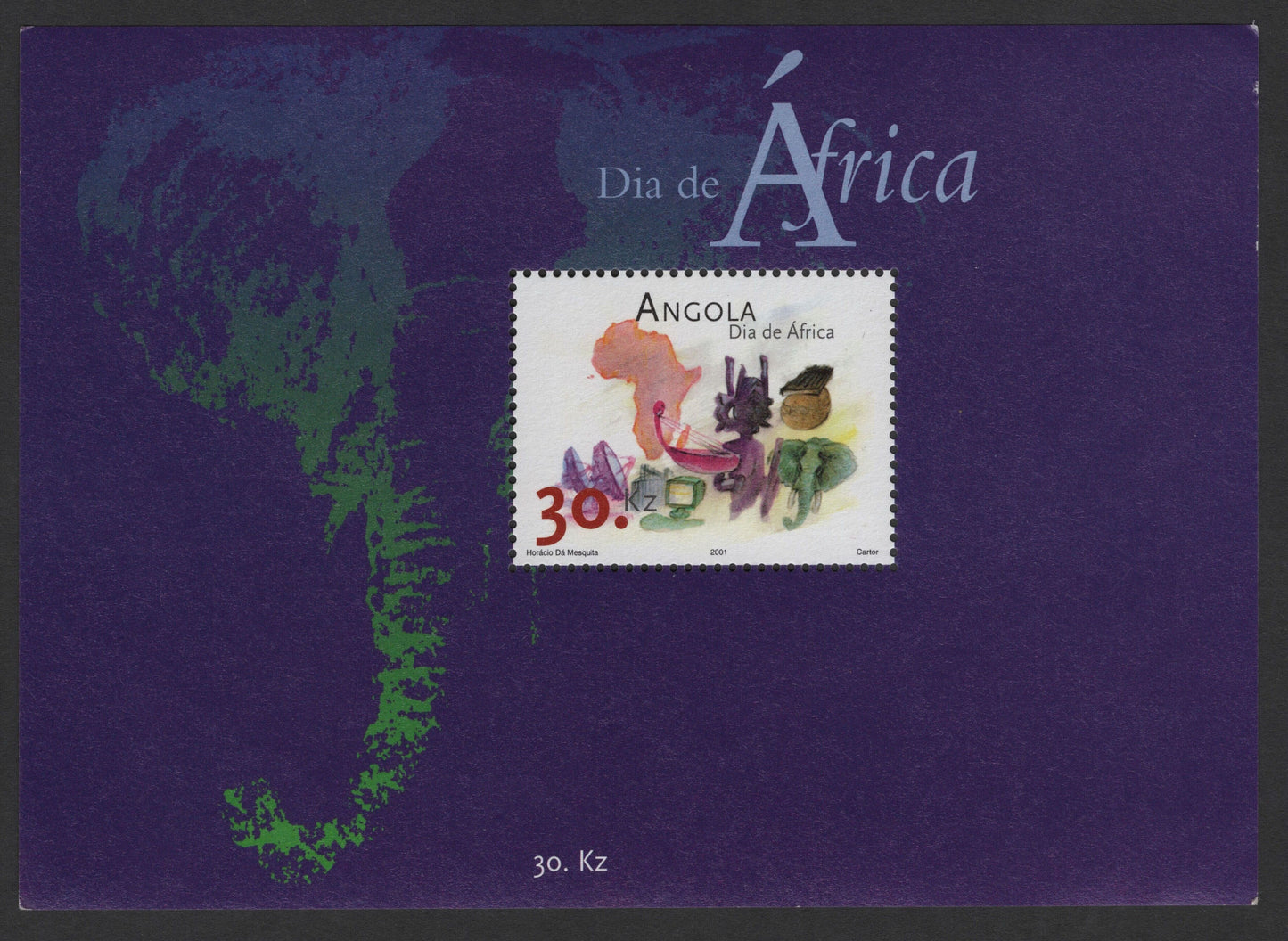 SCG1647 - Angola 2001 Miniature Sheet – Dia de África (Africa Day)