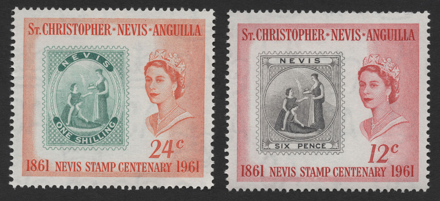 SCG1703 - 1961 Nevis Stamp Centenary – "Stamp on Stamp" Issue from St. Christopher-Nevis-Anguilla
