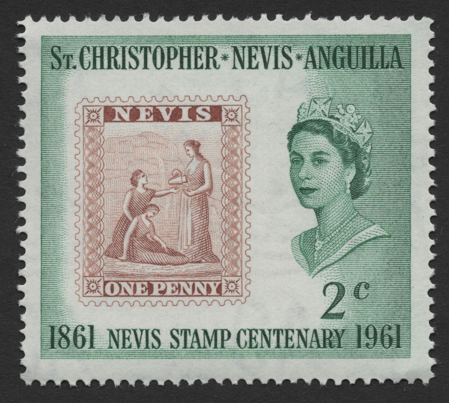 SCG1704 - 1961 Nevis Stamp Centenary – “Stamp on Stamp” Series - St. Christopher-Nevis-Anguilla