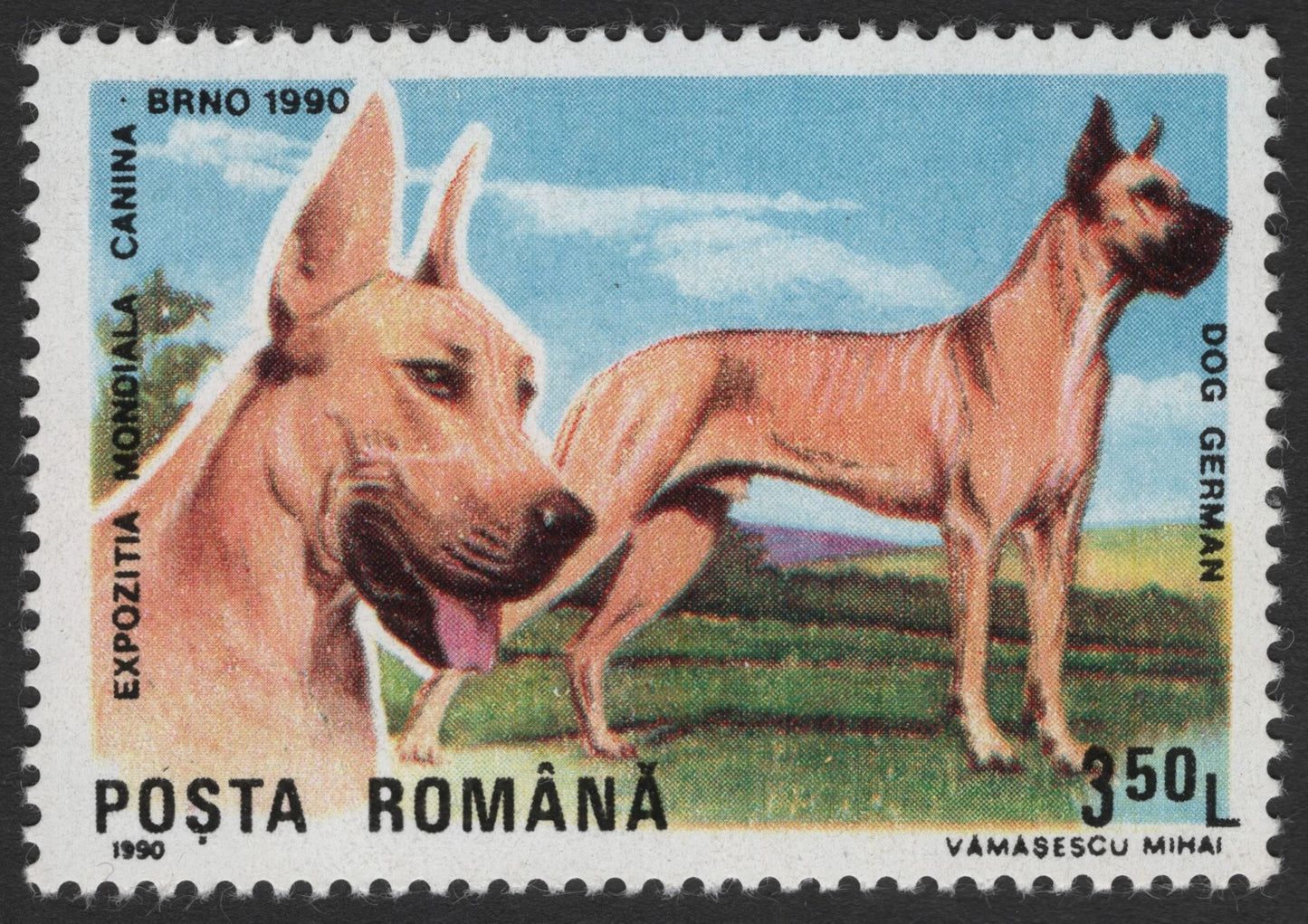SCG1711 - Romania 1990 Dog Breeds Stamps – World Canine Exhibition, Brno
