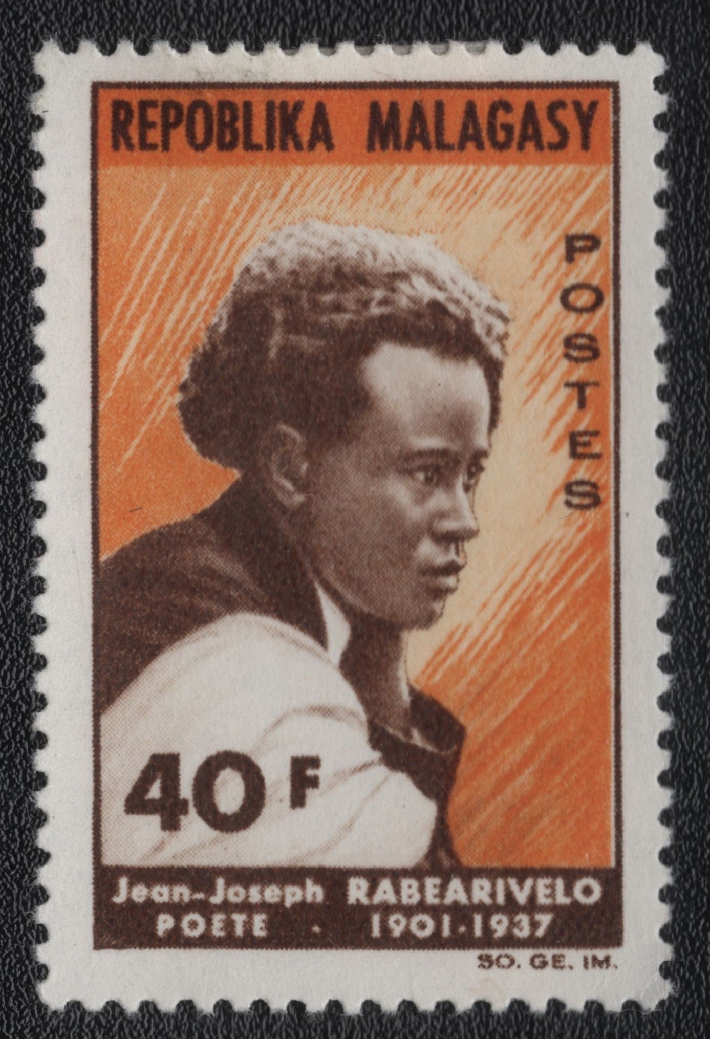 SCG1726 - Madagascar – Jean-Joseph Rabearivelo, Poet (40F)