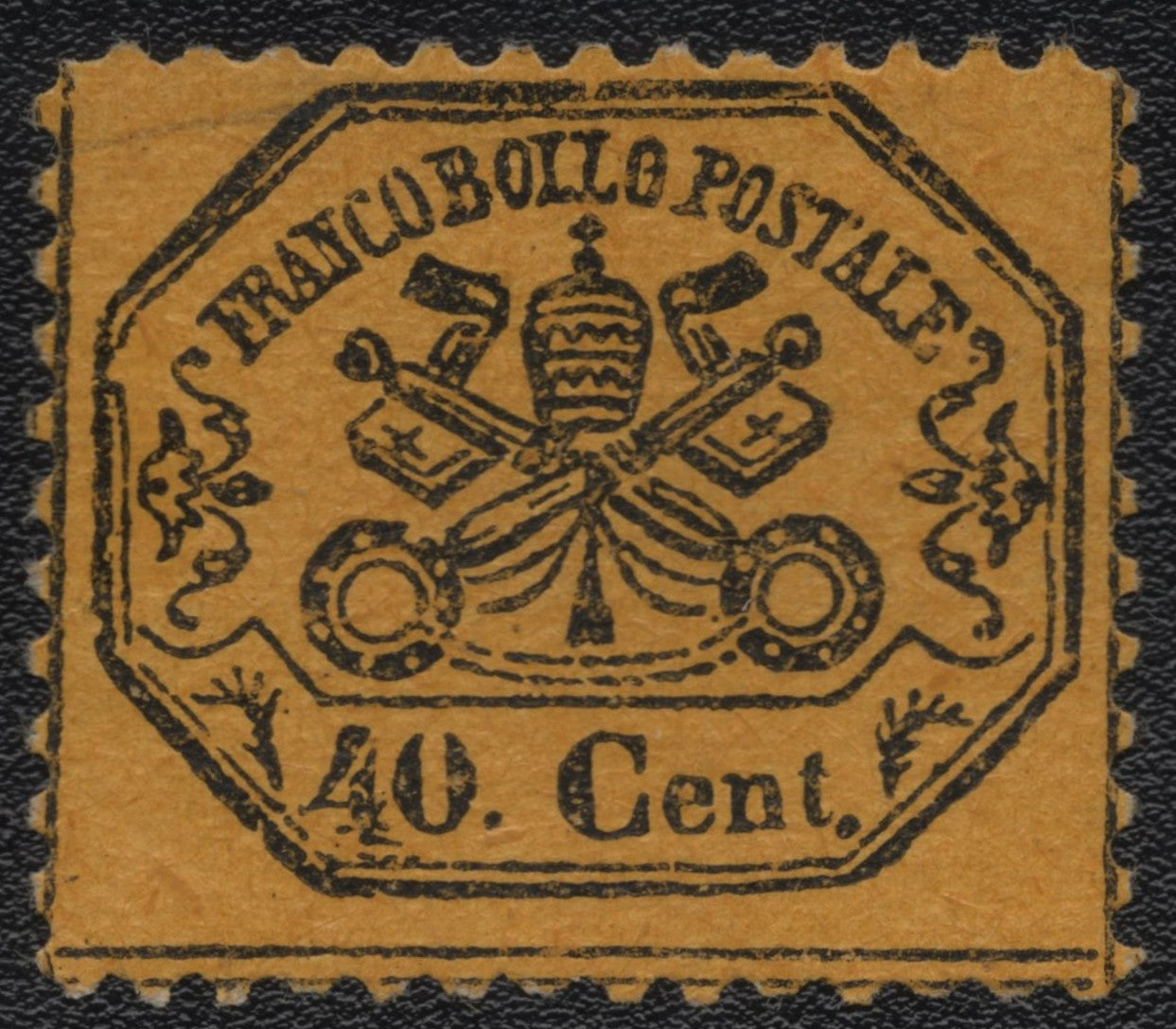 SCG1807 - Papal States 1868 – 40 Centesimi Black on Buff (Crossed Keys and Tiara)