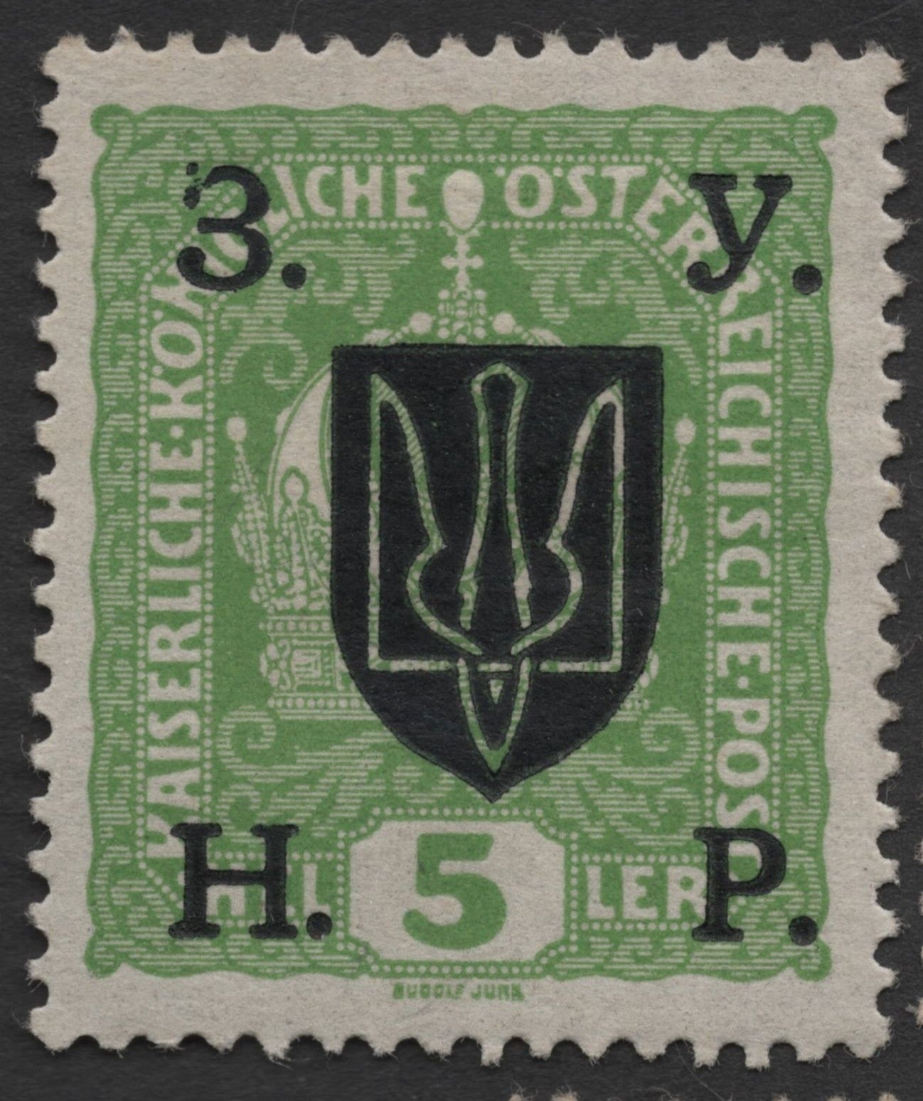 SCG1795 - Western Ukrainian National Republic Overprints on Austrian Stamps – Trident Issue (1919)