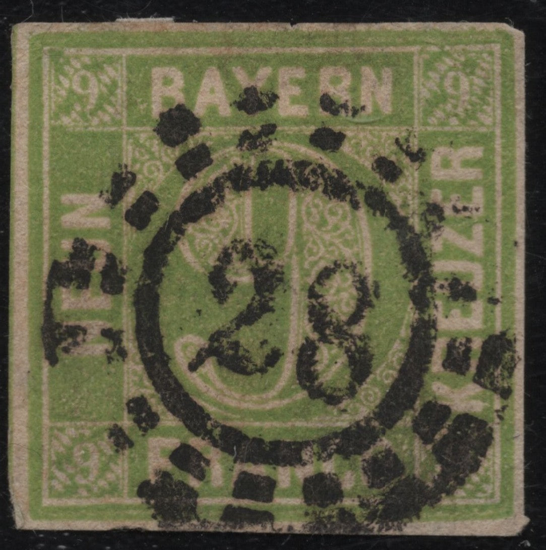 SCG1835 - Bavaria 1867 – 9 Kreuzer Green Numeral Stamp (Used)