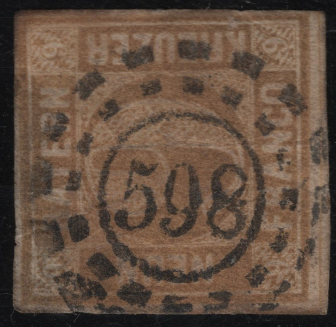 SCG1838 - Bavaria 1862 – 9 Kreuzer Brown Numeral Issue (Used)