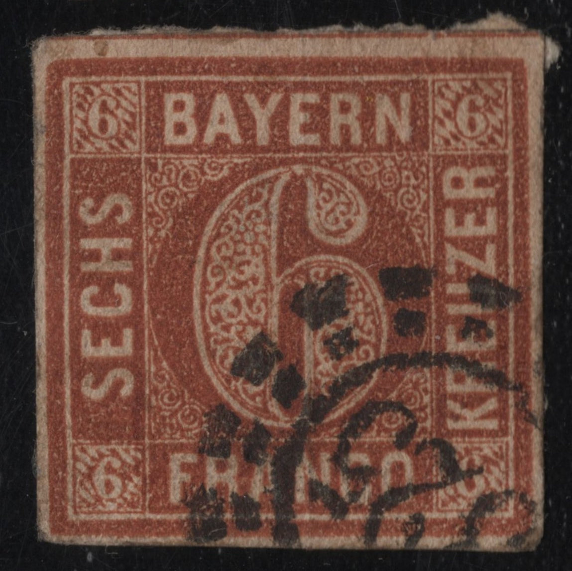 SCG1839 - Bavaria 1862 – 6 Kreuzer Brick Red Numeral Issue (Used)