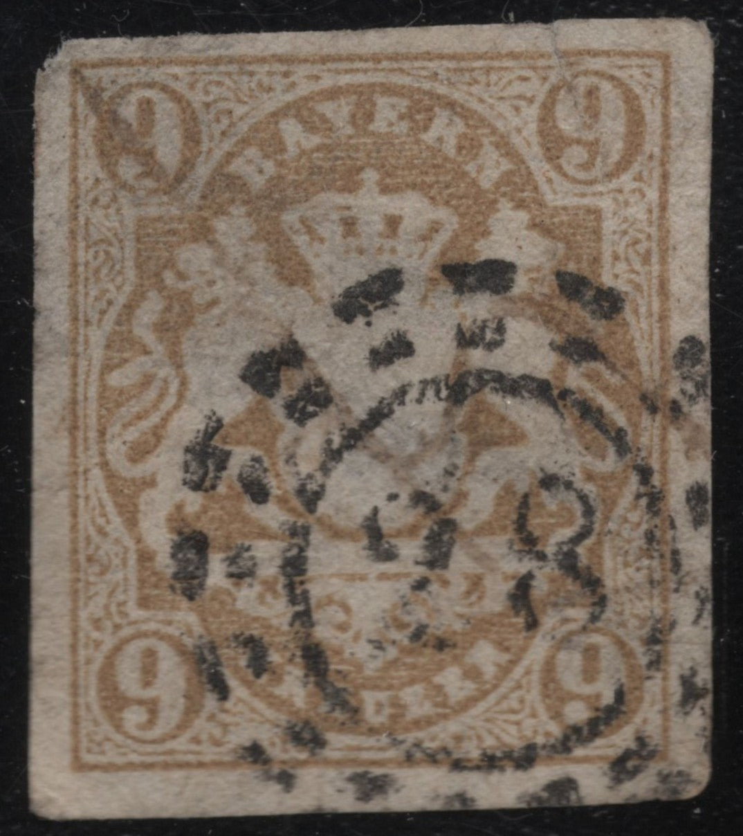 SCG1840 - Bavaria 1862 – 9 Kreuzer Light Brown Coat of Arms (Used)