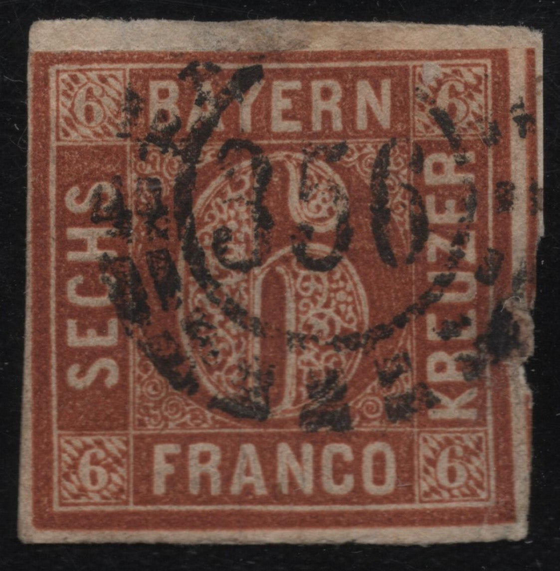 SCG1851 - Bavaria 1862 – 6 Kreuzer Red-Brown “Sechs Kreuzer” Issue
