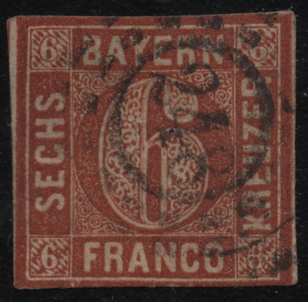 SCG1843 - Bavaria 1867 – 6 Kreuzer Red-Brown Imperforate (Used)