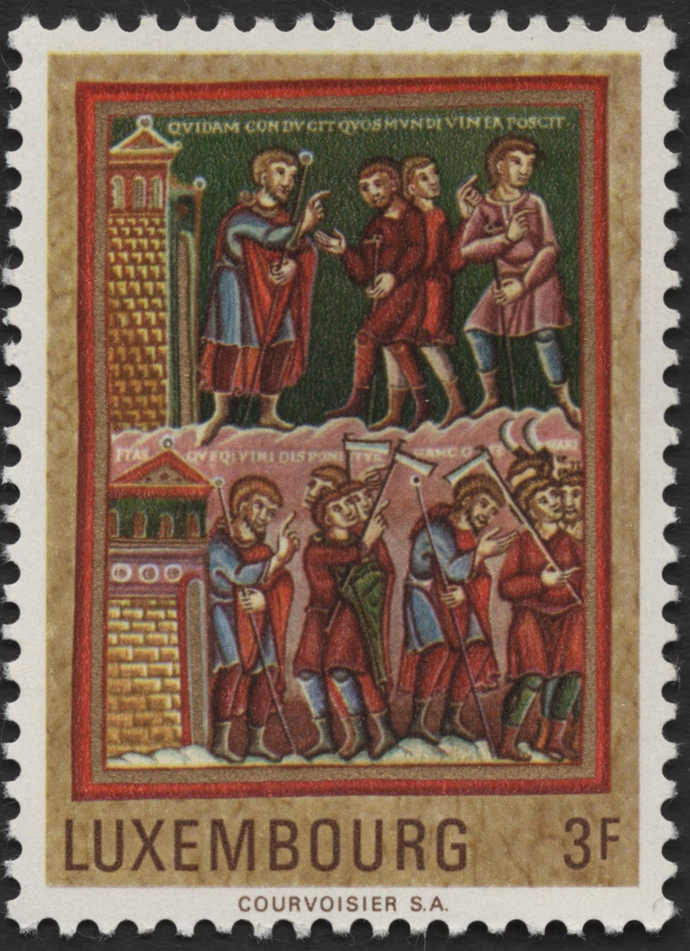 SCG1926 - Luxembourg 3F Medieval Illumination Stamp – Laborers in the Vineyard