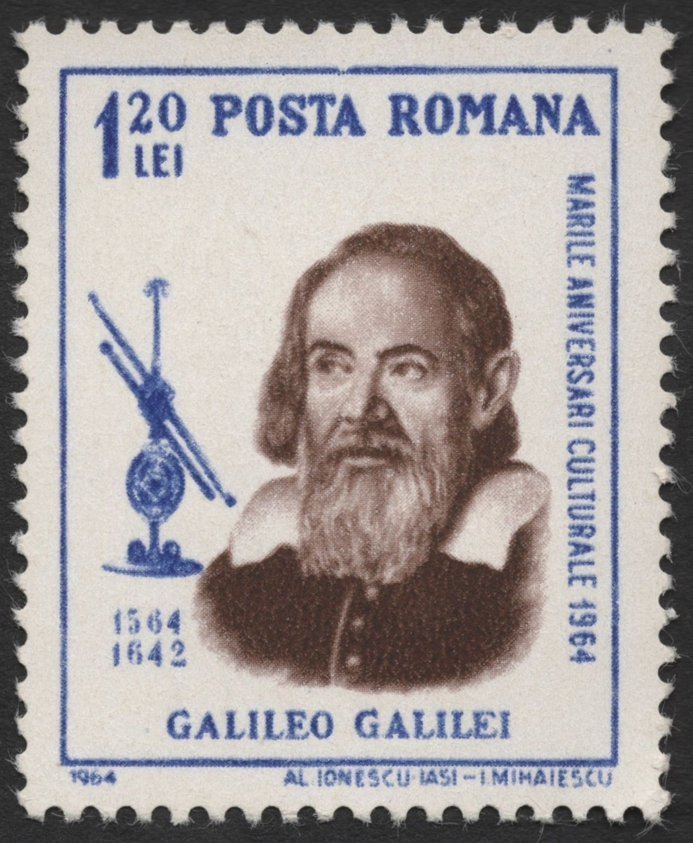 SCG1986 - Romania 1964 Galileo Galilei Stamp – Cultural Anniversary