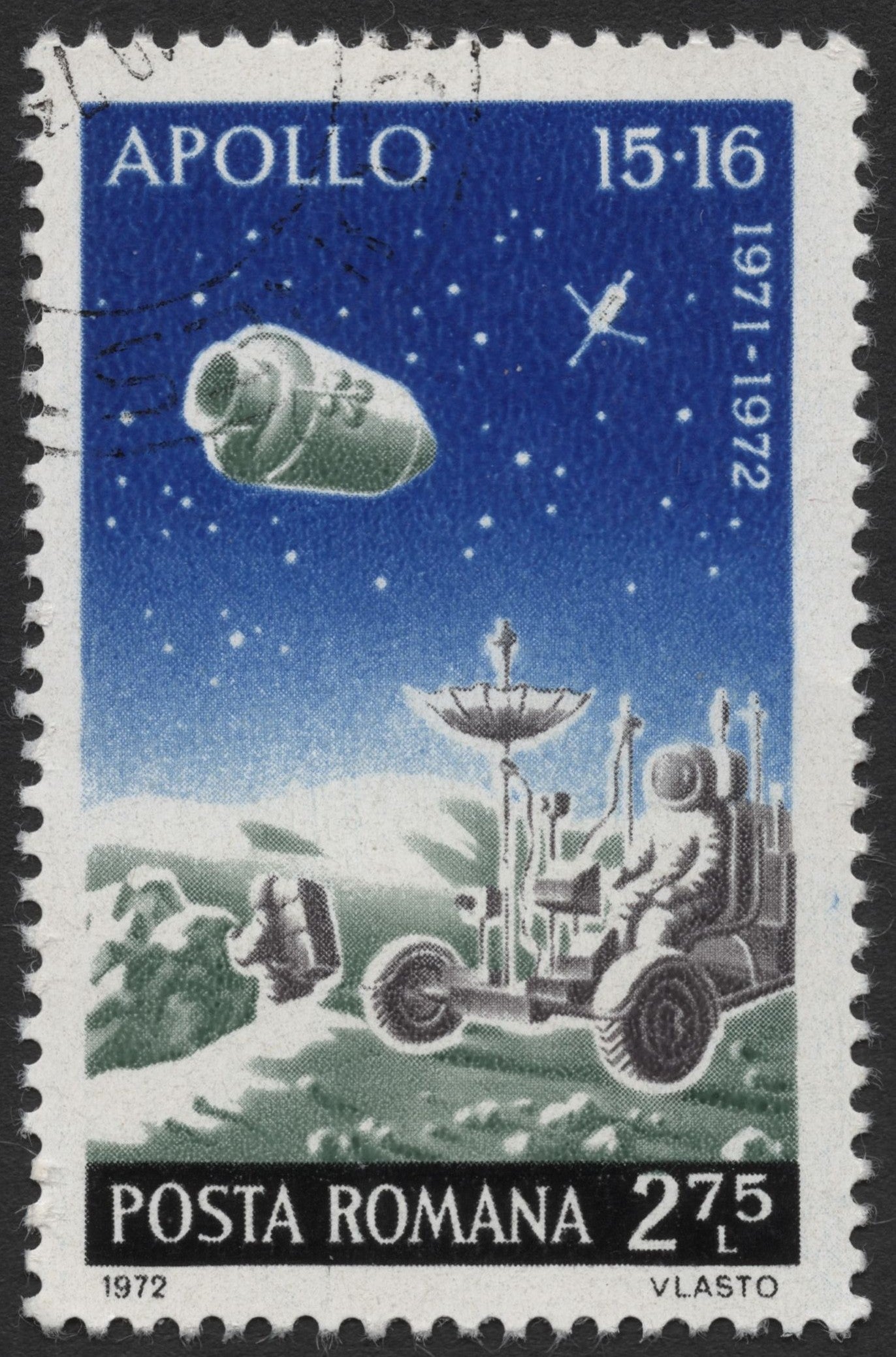 SCG1998 - Romania 1972 Apollo 15 & 16 Moon Missions Stamp