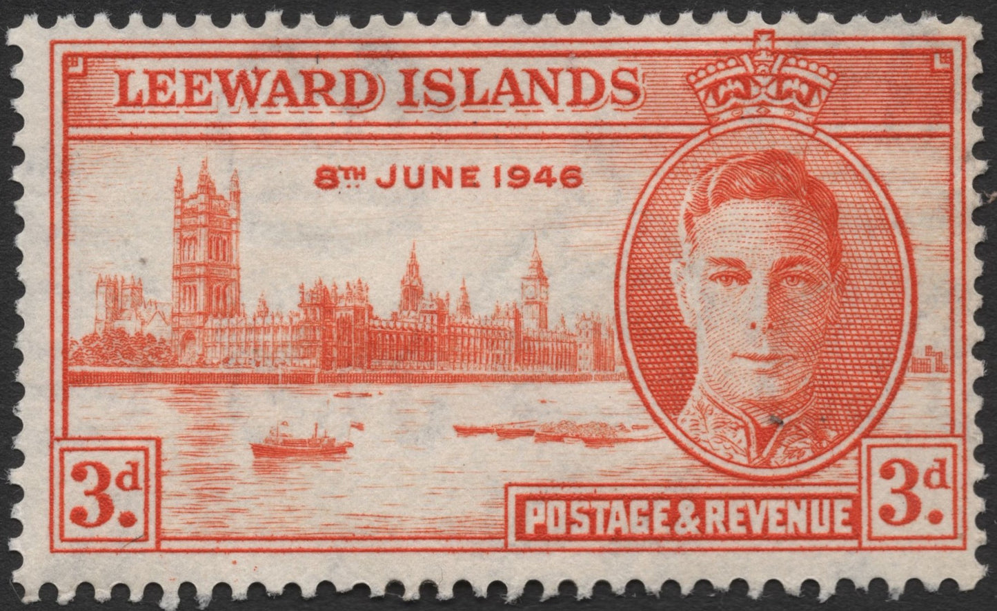 SCG2033 - 1946 Leeward Islands Victory Issue – King George VI & Parliament, 3d Red