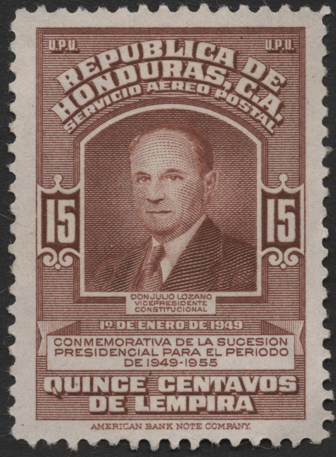 SCG2040 - 1949 Honduras Airmail Stamp – Julio Lozano Presidential Succession