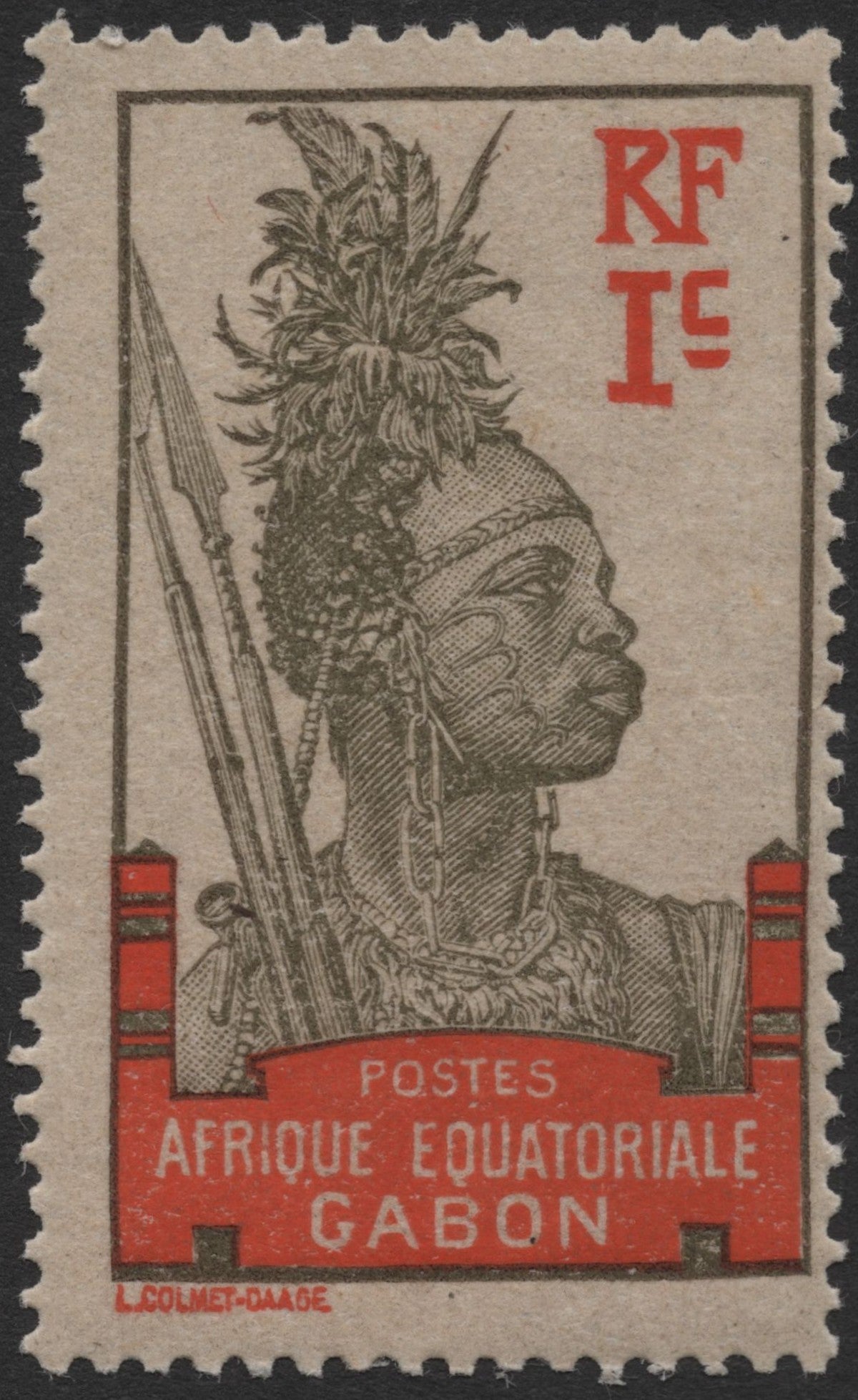 SCG2041 - 1930s Gabon 1.50 Franc Colonial Stamp – Afrique Équatoriale Française