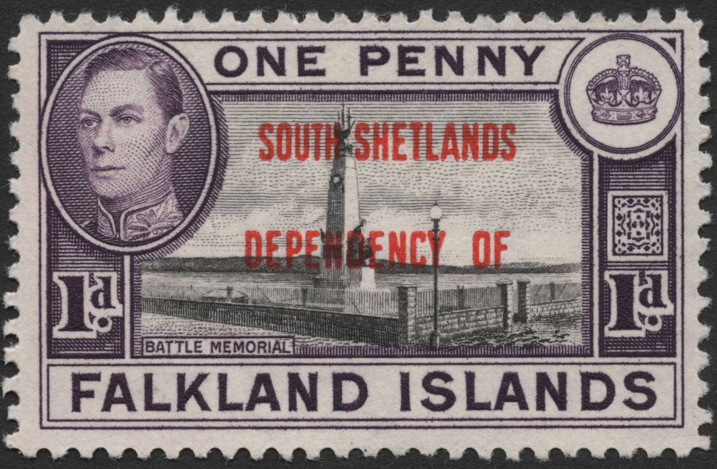 SCG2044 - 1944 Falkland Islands 1d King George VI Overprint – South Shetlands