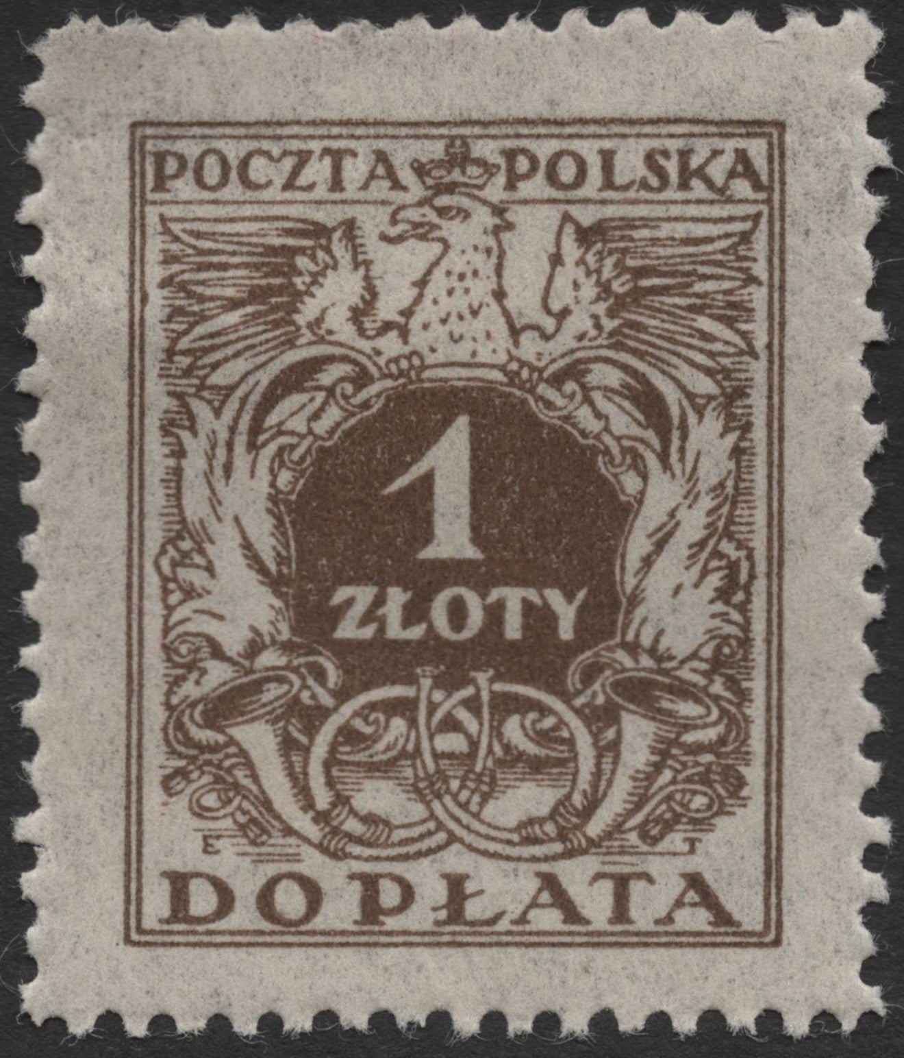 SCG2067 - Poland 1 Złoty Brown Postage Due Stamp (c. 1920s)