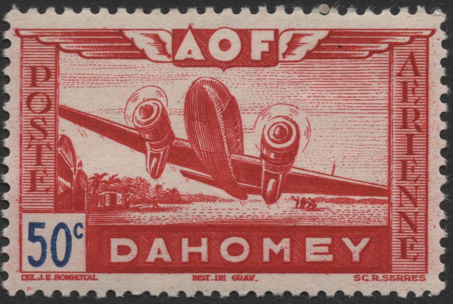 SCG2059 - Dahomey Airmail Stamp – 50 Centimes Red (AOF Issue)