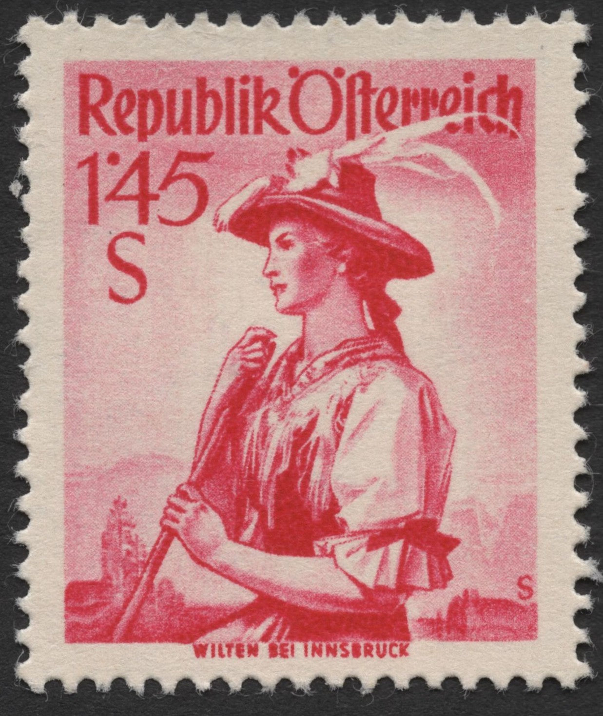 SCG2077 - 1950s Austria 1.45S Wilten bei Innsbruck Folk Costume Stamp