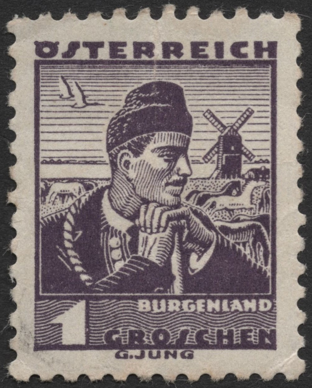 SCG2086 - 1948 Austria 1 Groschen "Burgenland" Regional Costume Stamp