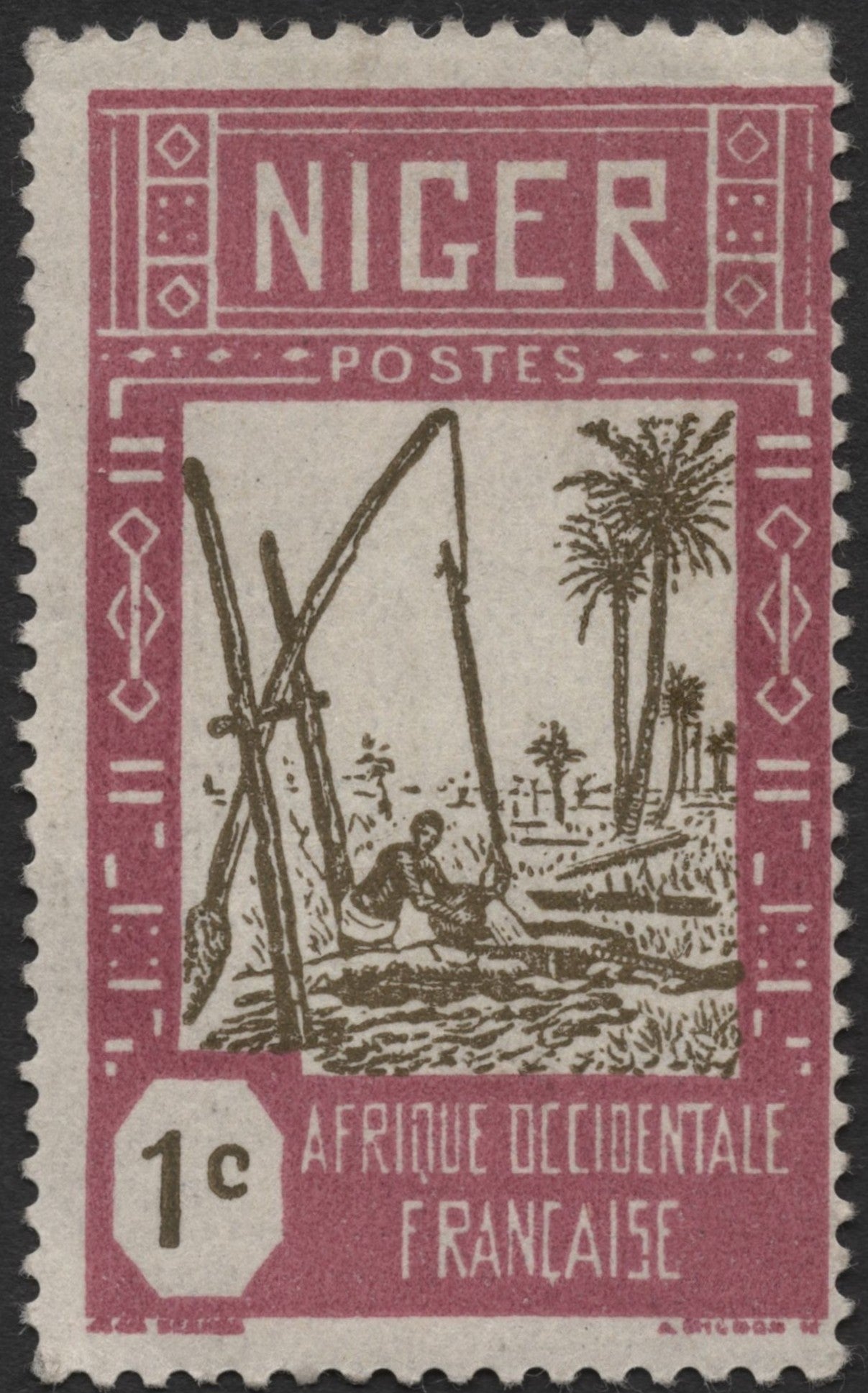 SCG2102 - 1930s Niger 1c Shadoof Stamp – French West Africa