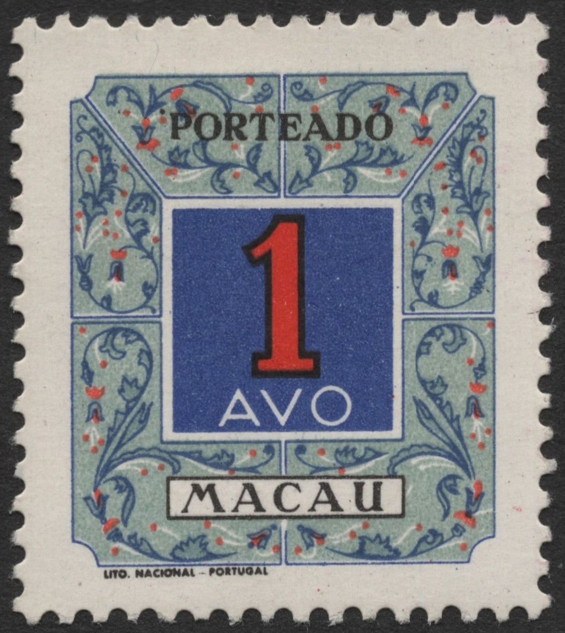 SCG2090 - 1940s Macau Postage Due Stamp – 1 Avo