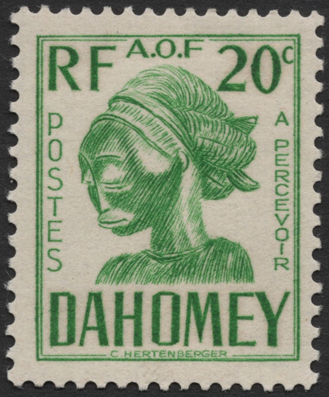 SCG2117 - 1940s Dahomey 20c Sculpture Stamp – French West Africa