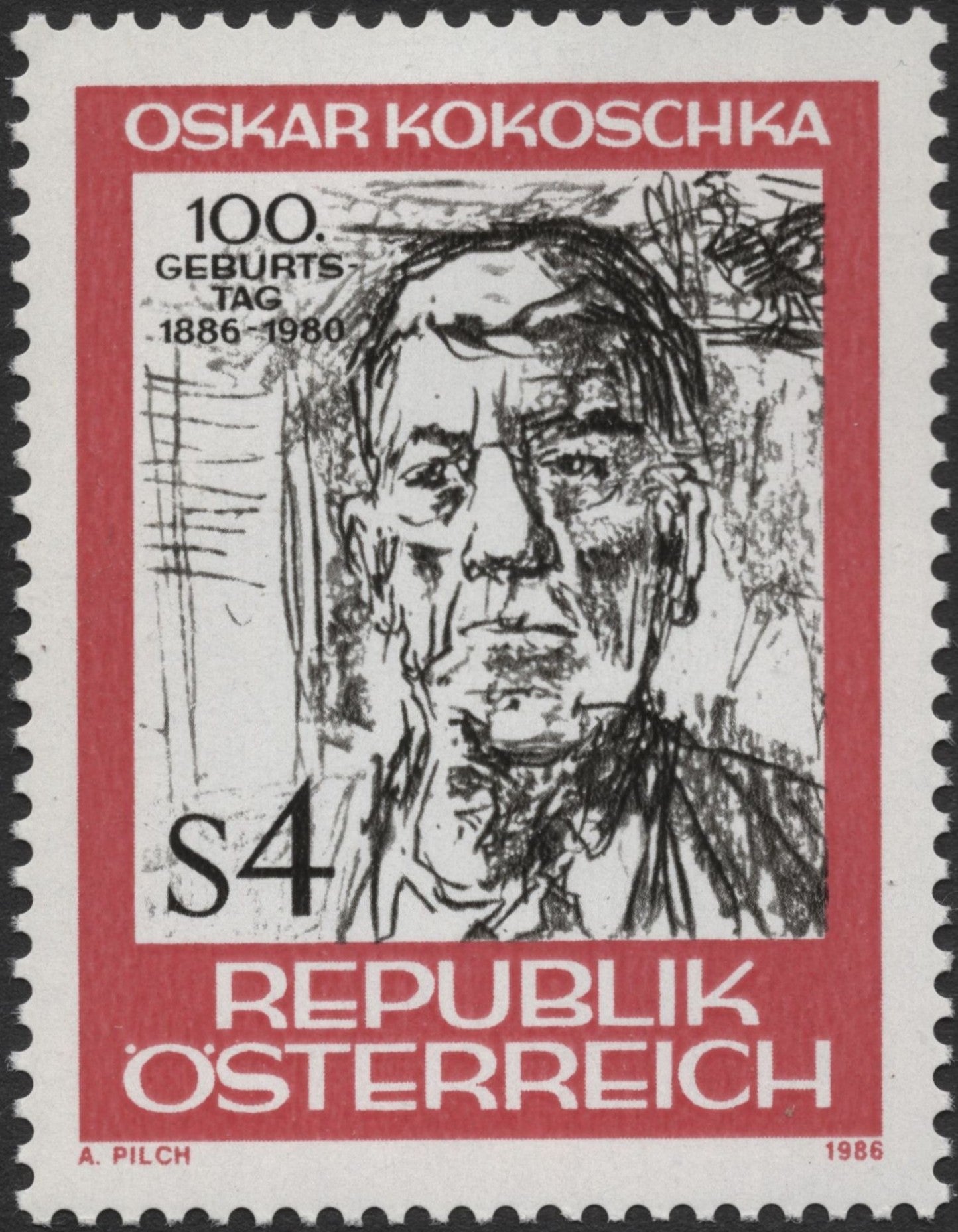 SCG2138 - Austria 1986 – Oskar Kokoschka Centennial Stamp