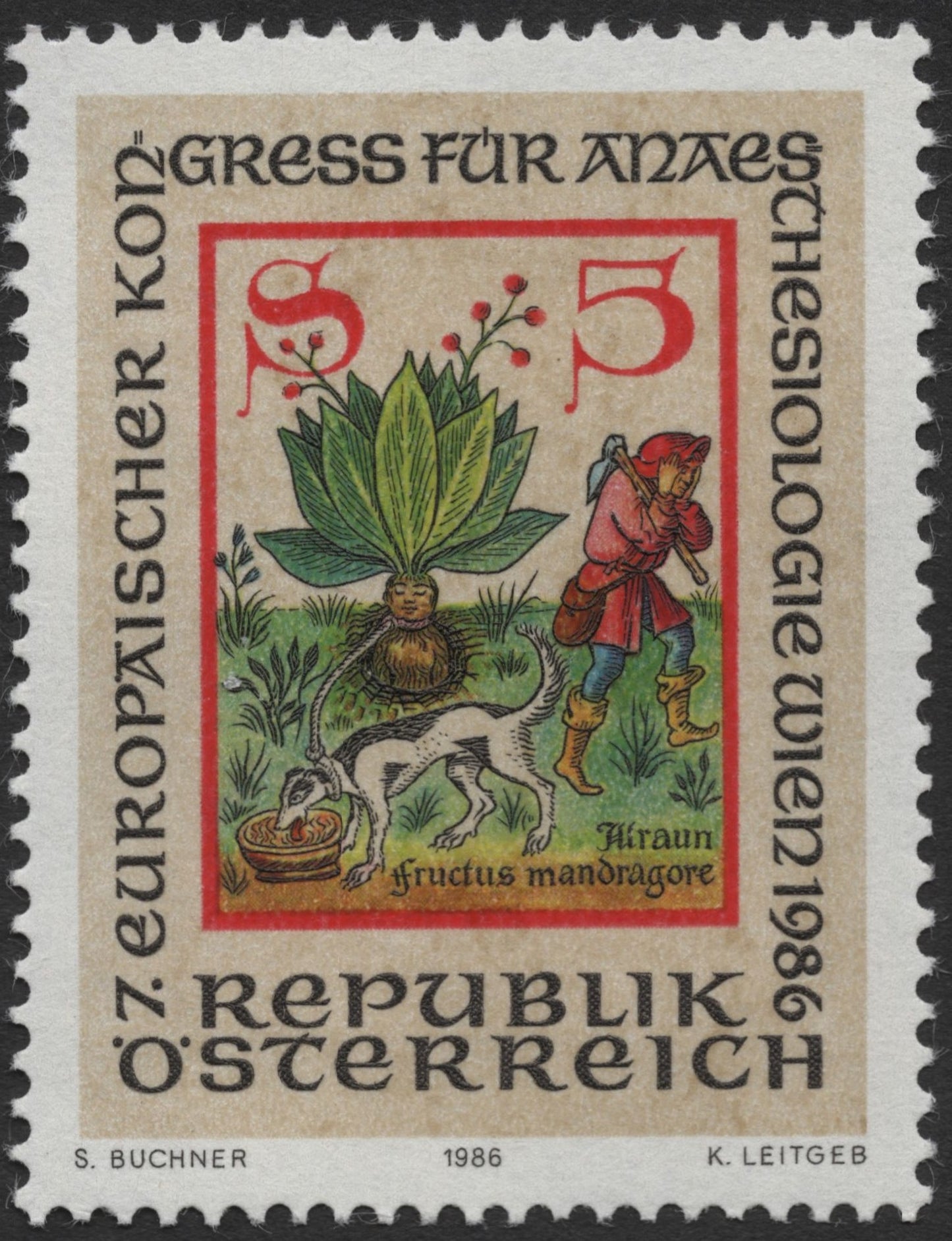 SCG2156 - Austria 1986 – 7th European Congress of Anaesthesiology Stamp