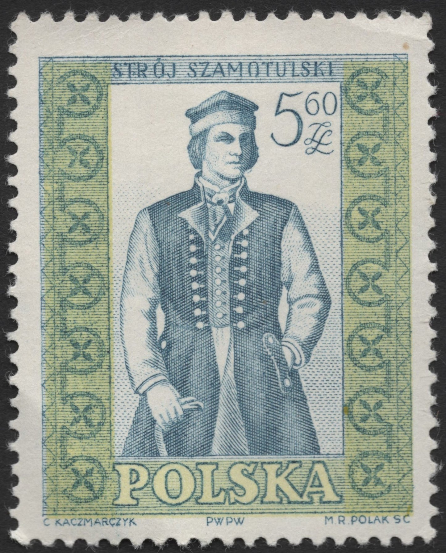 SCG2235 - Poland 1969 Szamotuly Folk Costume Stamp – 5.60 Zł