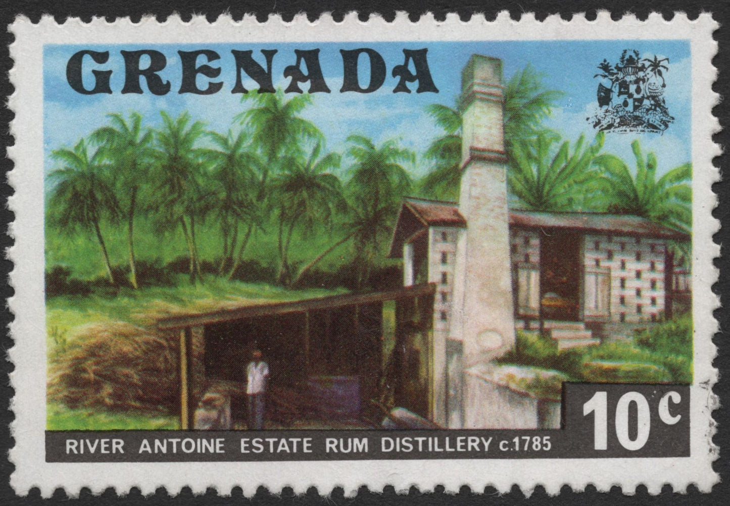 SCG2284 - Grenada 10¢ River Antoine Estate Rum Distillery Stamp (c.1785)