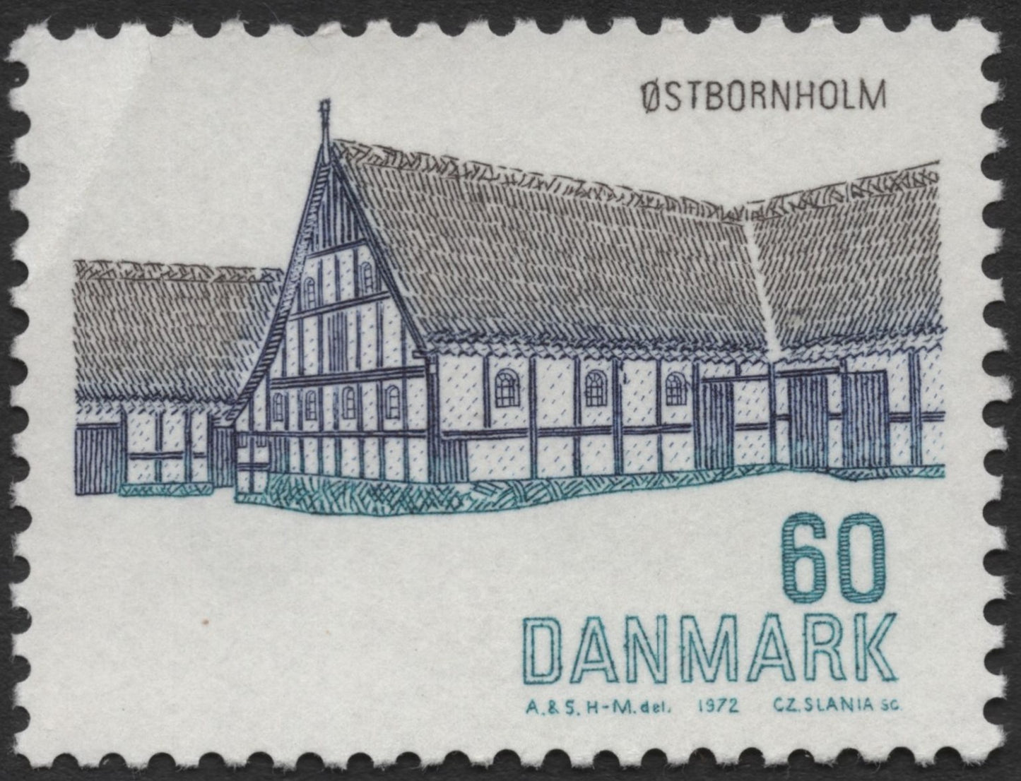 SCG2302 - Denmark 1972 Østbornholm Farmhouse Stamp – 60 Øre