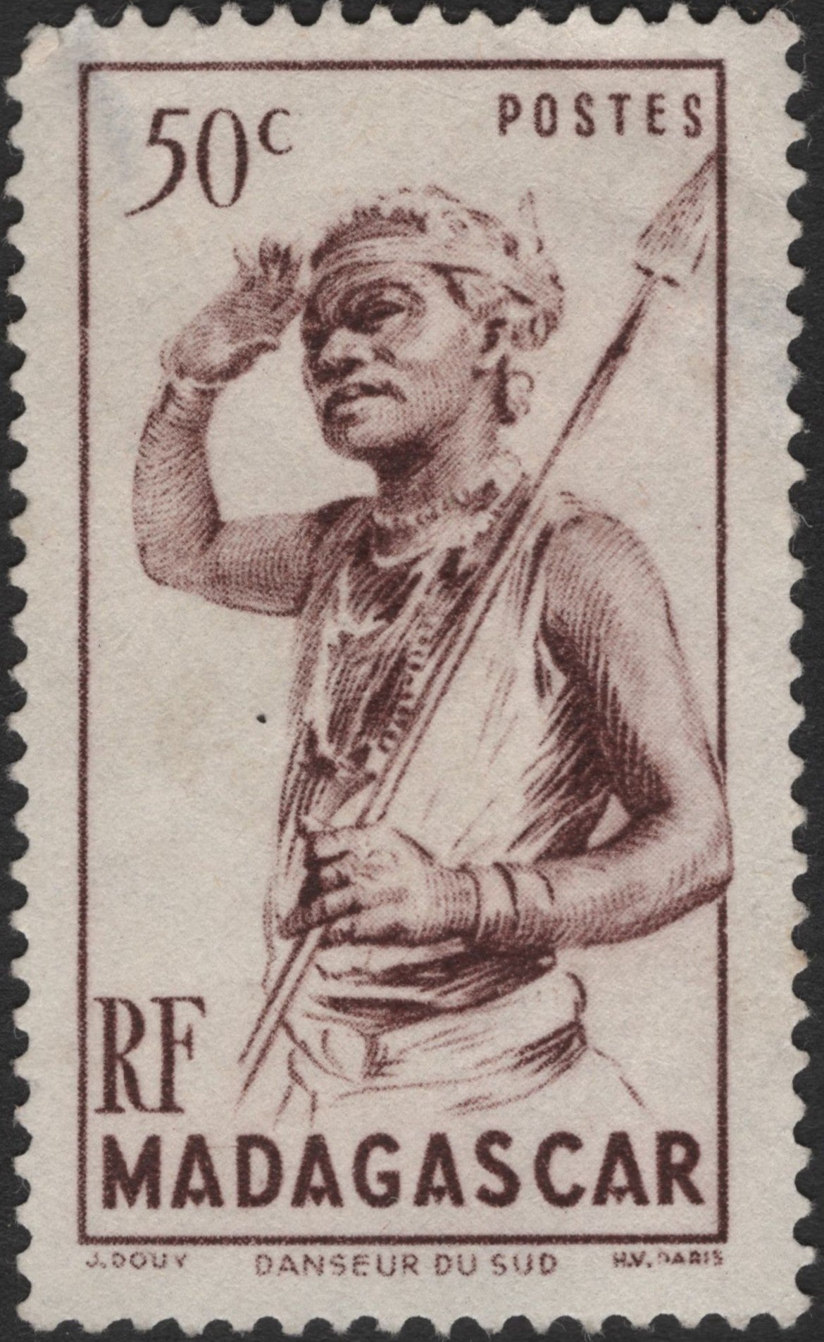 SCG2365 - Madagascar 1947 "Danseur du Sud" Tribal Dancer Set (10c, 40c, 50c)