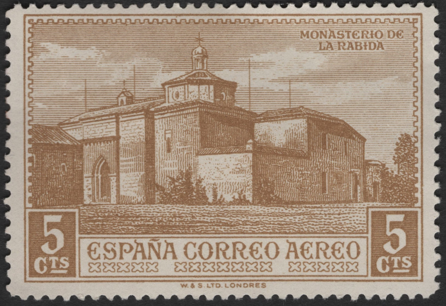 SCG2331 - Spain 5 Cts Airmail – Monasterio de La Rábida (Brown)