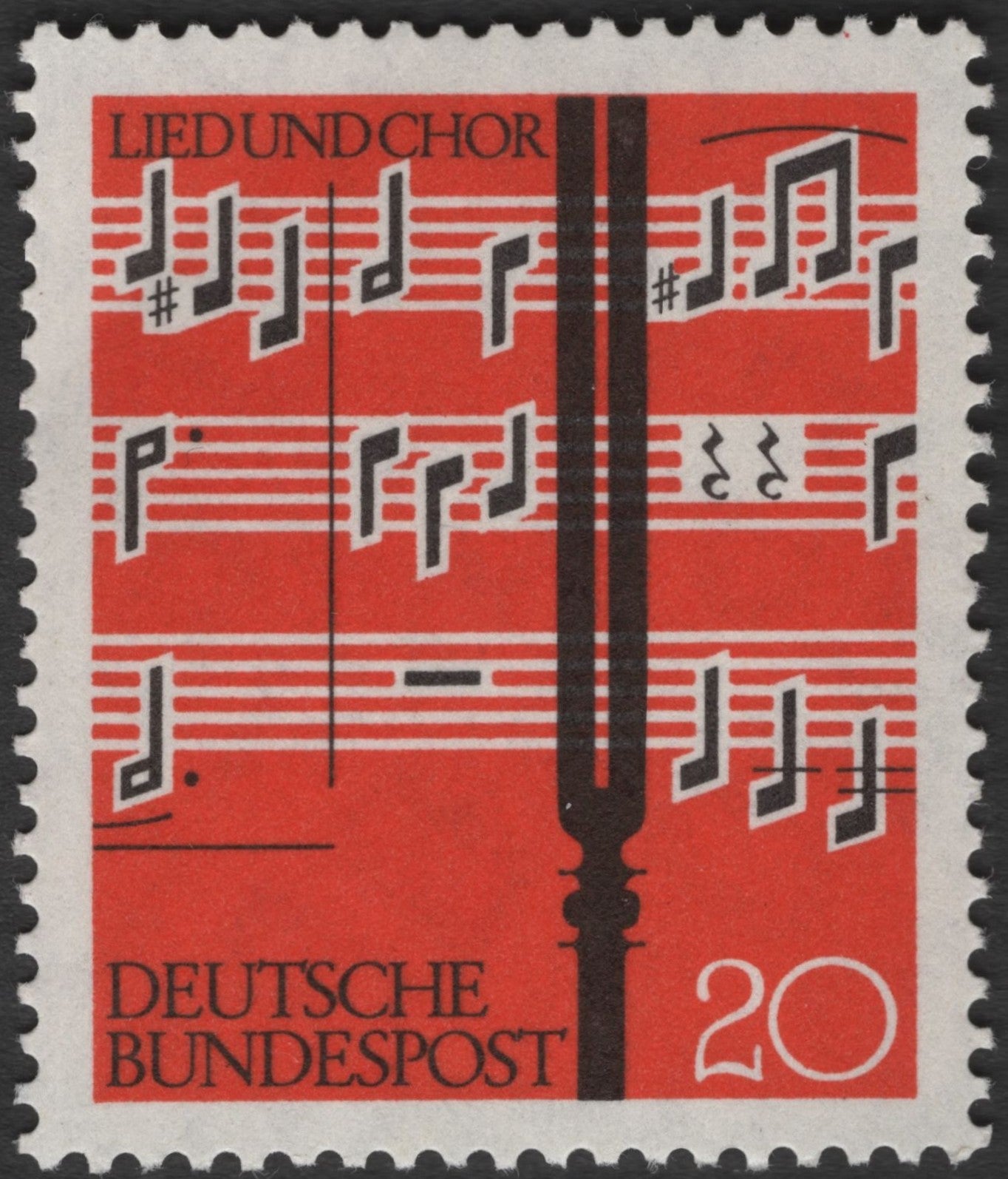 SCG2379 - Germany 1976 "Lied und Chor" Music Stamp – 20 Pf