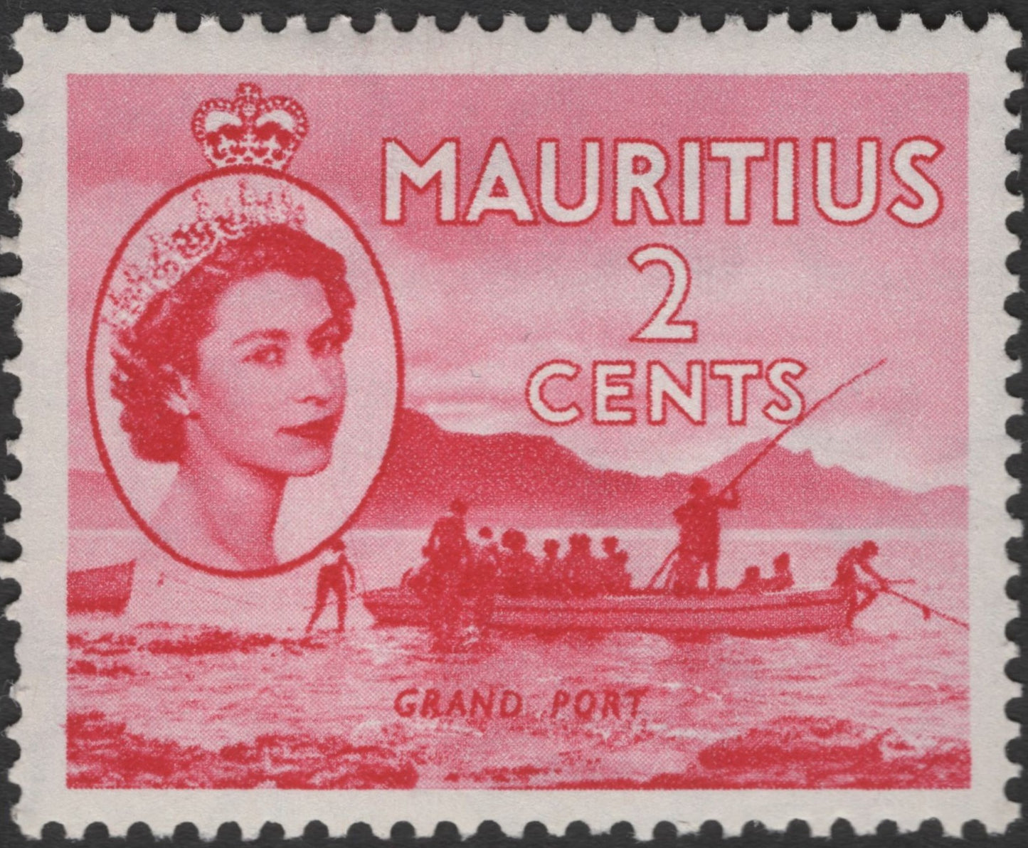 SCG2408 - Mauritius 2 Cents Grand Port Stamp – Queen Elizabeth II