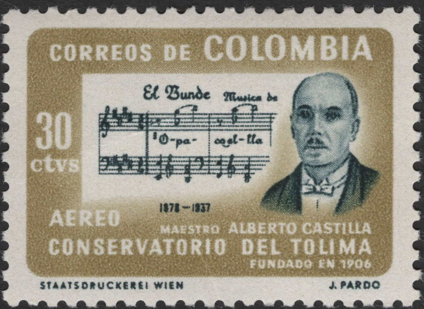 SCG2439 - Colombia 30c Airmail – Maestro Alberto Castilla & Conservatorio del Tolima