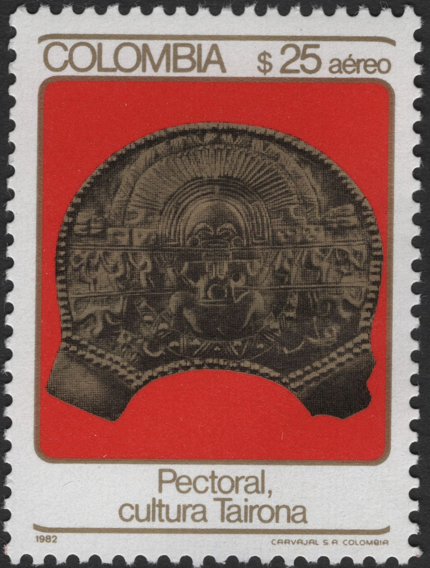 SCG2433 - Colombia 1982 Tairona Culture Artifacts – $25 Airmail Set
