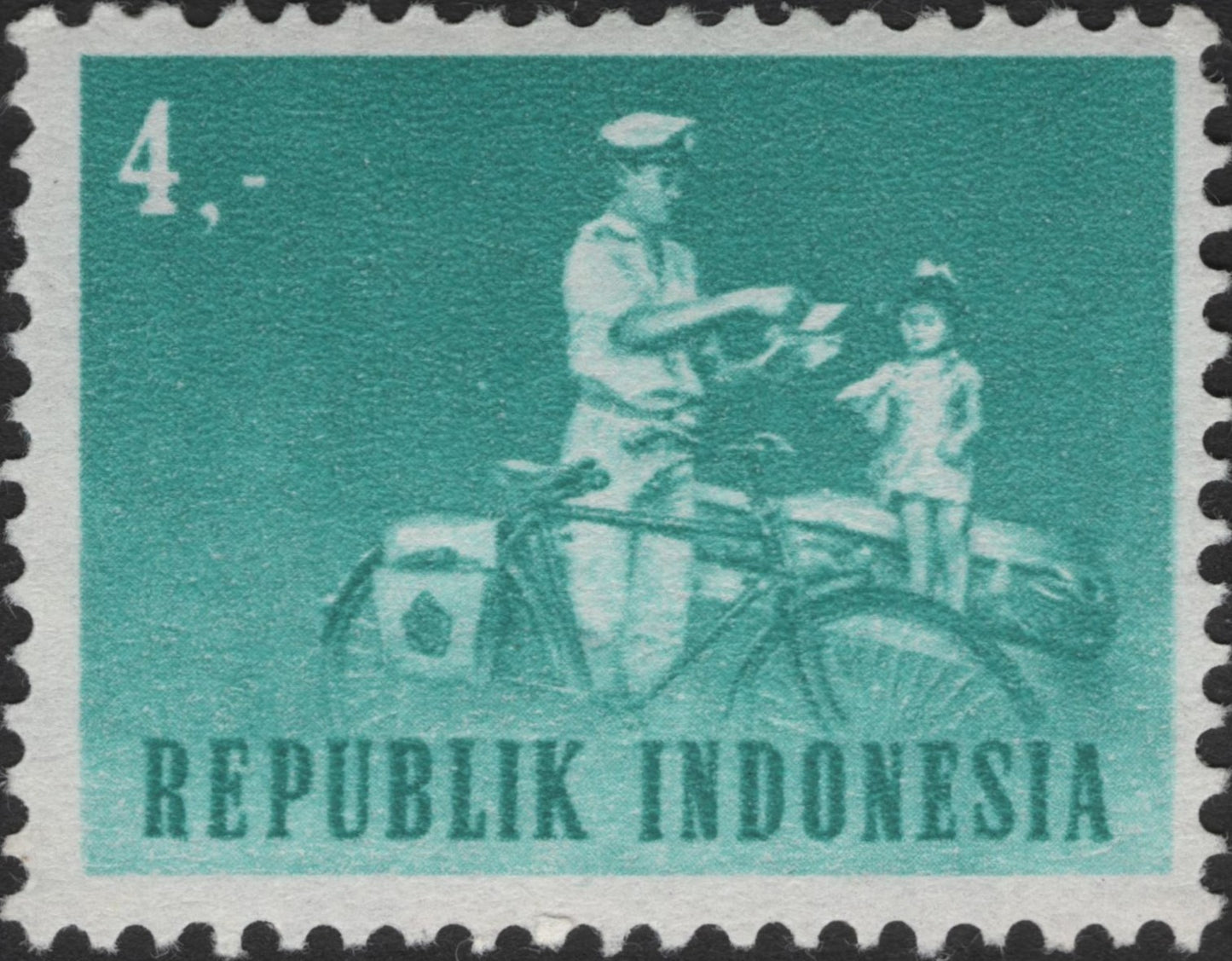 SCG2466 - Indonesia 4s Postman with Child Stamp – 1950s