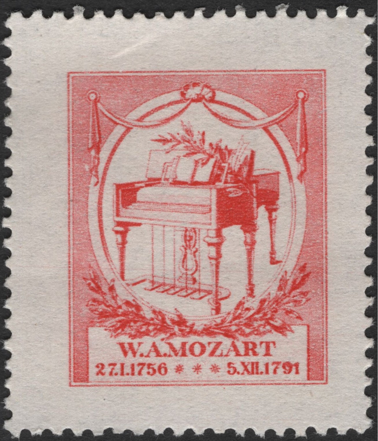 SCG2494 - Austria – W.A. Mozart Memorial Stamp (Red Piano Design)