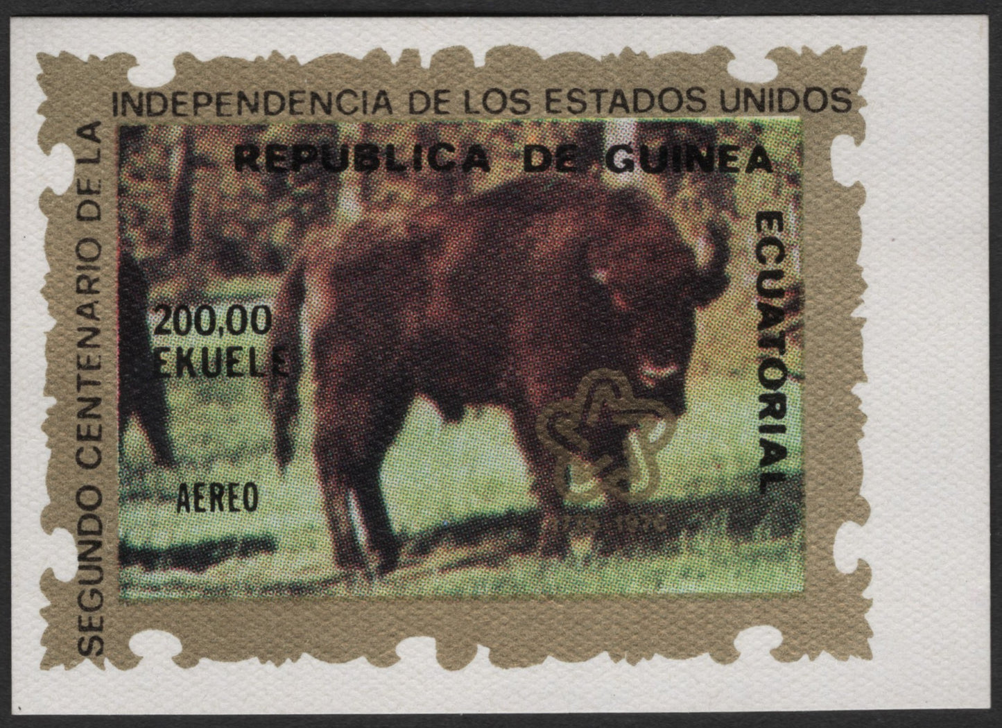 SCG2512 - 1976 Equatorial Guinea American Bicentennial Buffalo Stamp