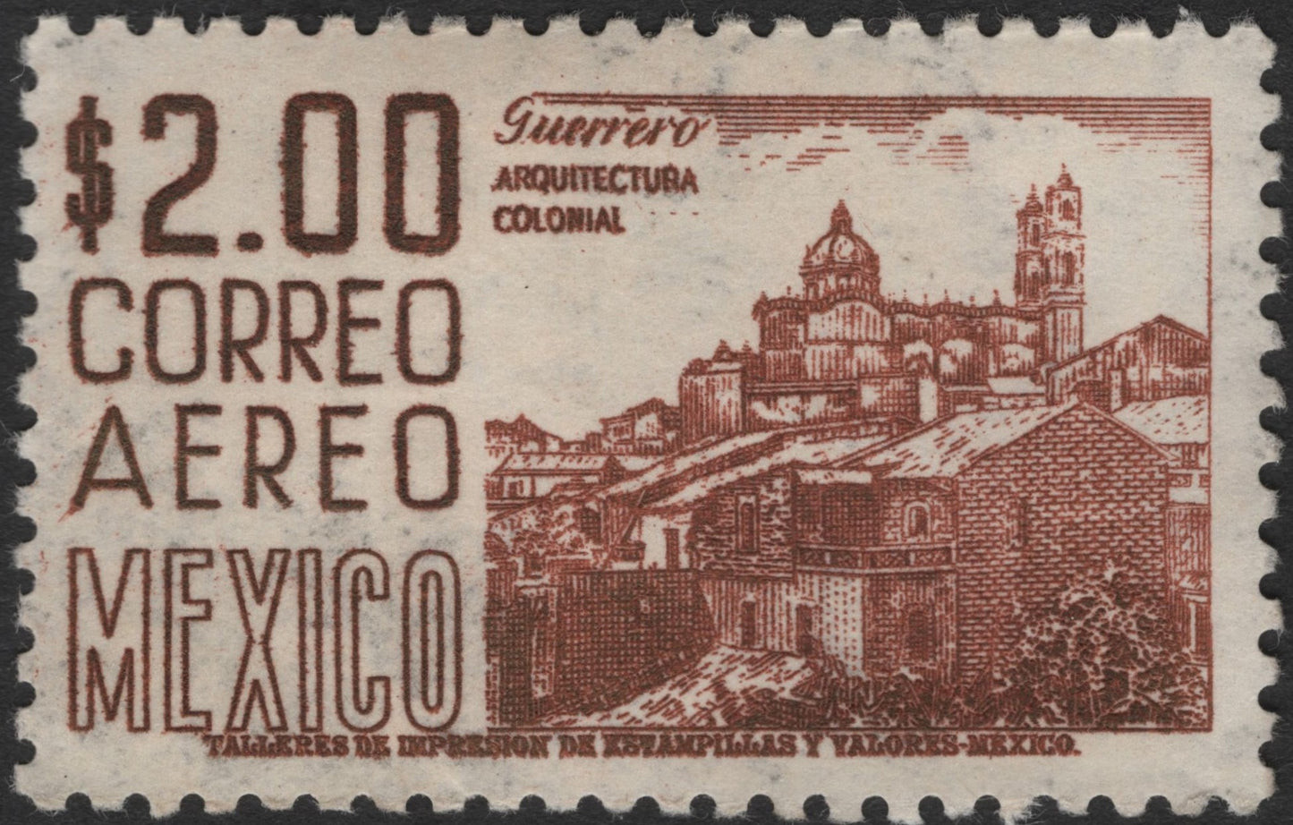 SCG2534 - 1960s Mexico Airmail Stamp – Guerrero Colonial Architecture