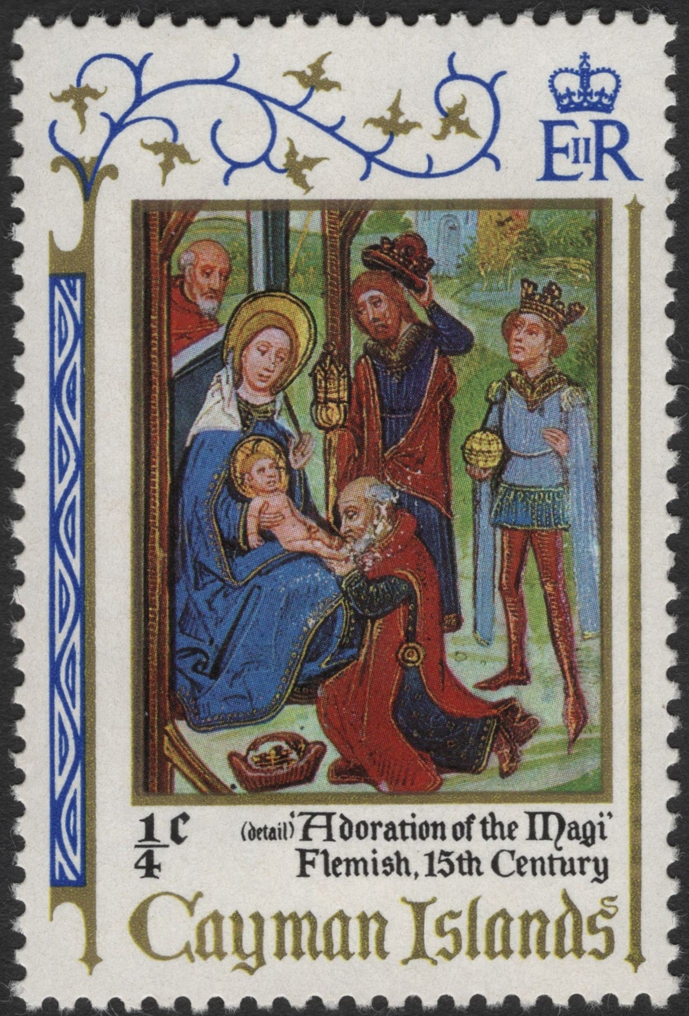SCG2545 - Cayman Islands ¼c "Adoration of the Magi" Stamp – 15th Century Flemish Art
